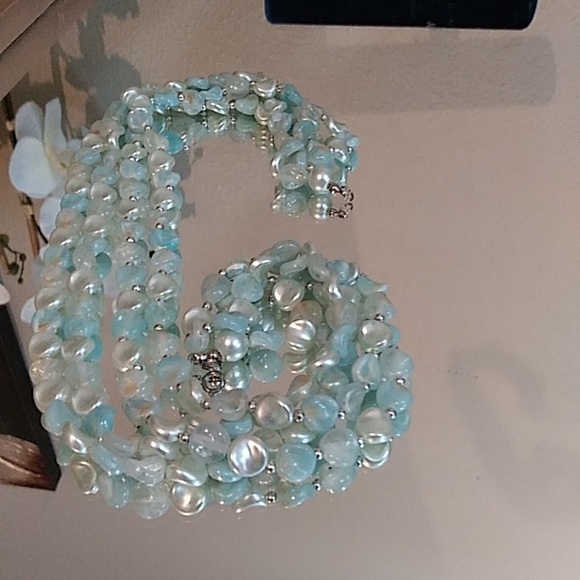Multi Strain Light Blue Beaded Necklace - Picture 16 of 17